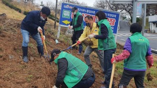 1.법성면사무소 직원, 새마을부녀회 회원 등이 인의산 자락에 철쭉꽃나무 300그루를 식재했다.jpg