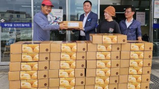 읍면3.사진자료(법성면 배꽃농장, 배 30박스 기탁) (2).JPG