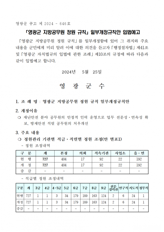 영광군 지방공무원 정원 규칙 일부개정규칙안 입법예고(안)001.png